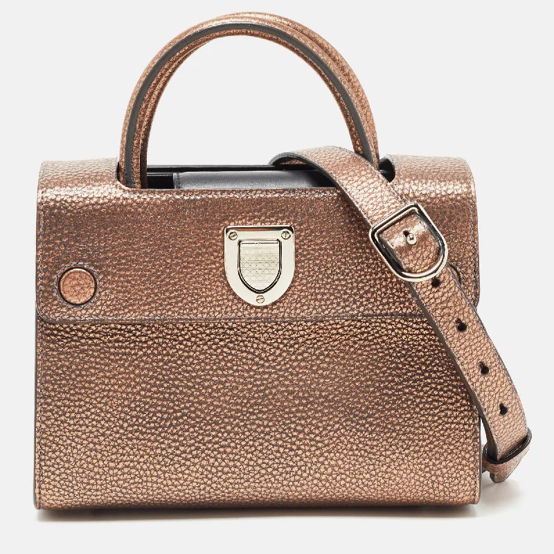 Christian Dior bags with luxury textures -Dior Bronze Leather Mini Diorever Tote