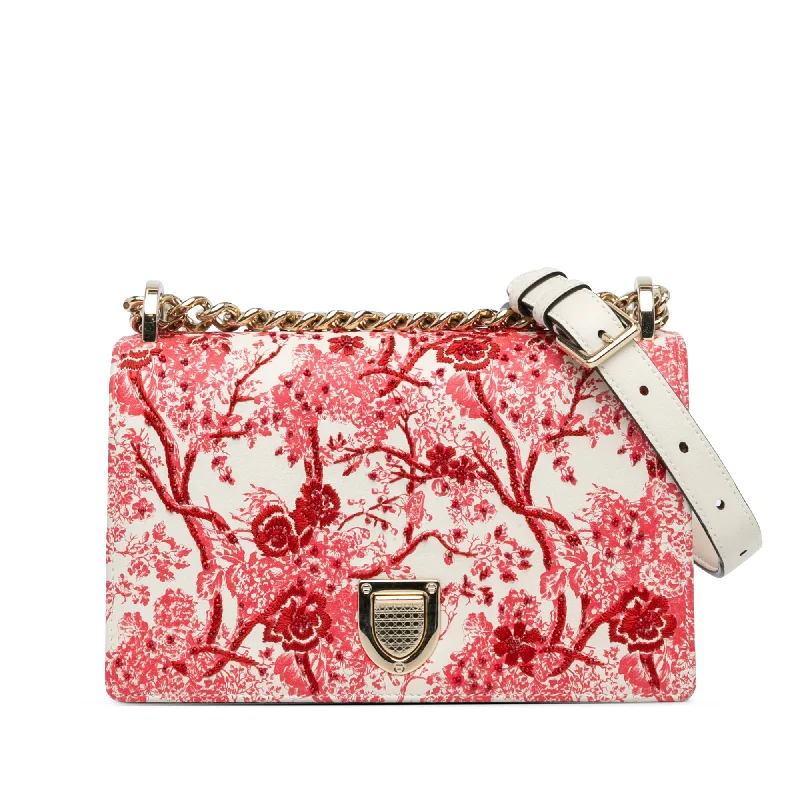 Christian Dior handbags with modern designs -Red Dior Medium Calfskin Embroidered Floral Toile de Jouy Diorama Flap Crossbody Bag