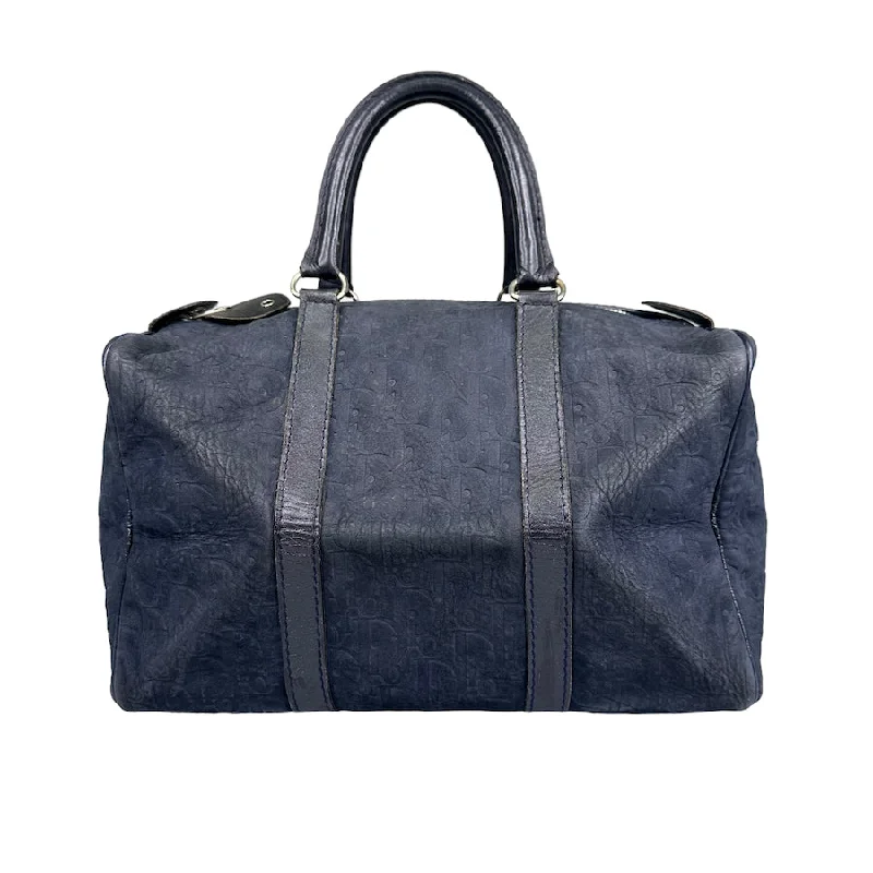 Christian Dior bags with iconic logo -DIOR MONOGRAM SUEDE VINTAGE 30 BOSTON DUFFLE BAG - NAVY 0109F