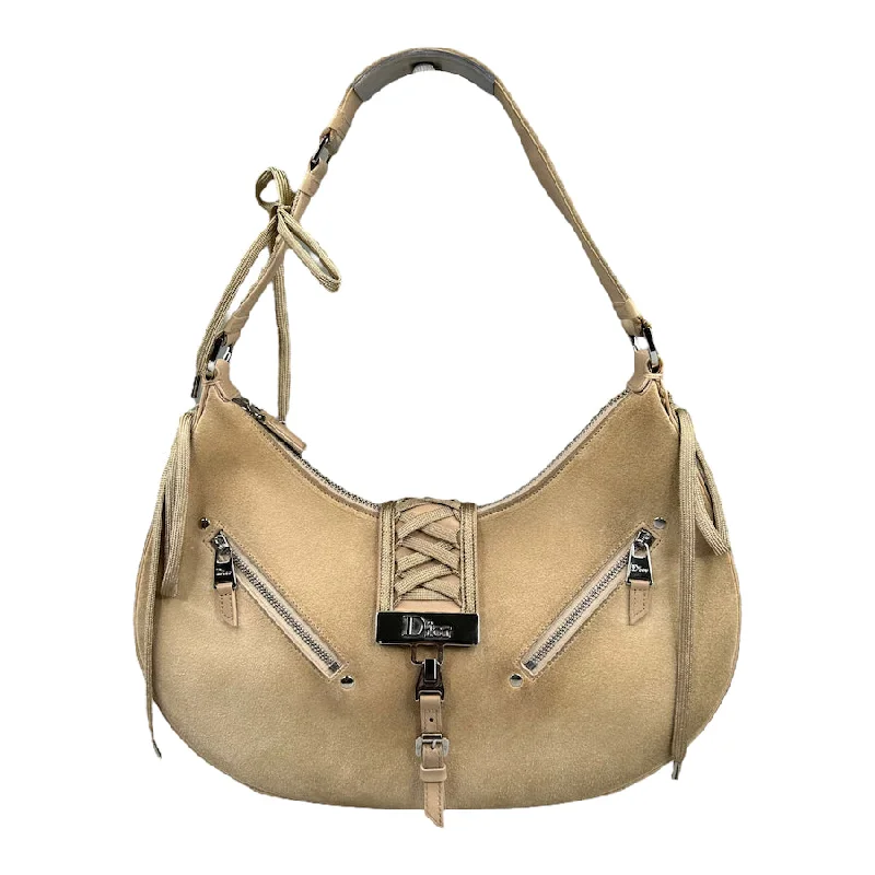 Christian Dior bags with elegant finishes -DIOR 2002 SUEDE 'ADMIT IT' BAG BEIGE