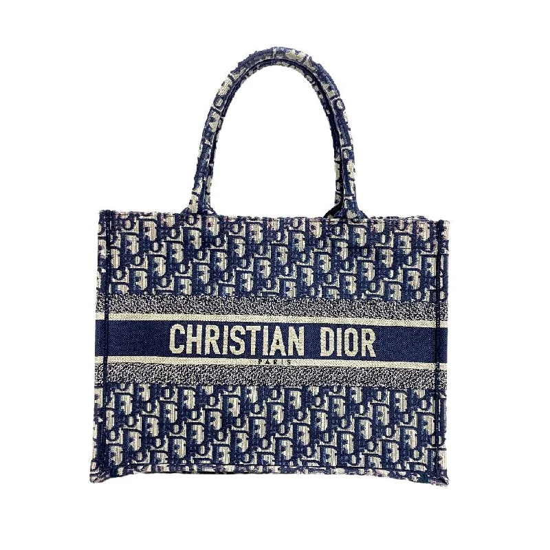 Christian Dior bags with premium stitching -Christian Dior Tote Bag canvas Navy Small Book tote Women Used Authentic