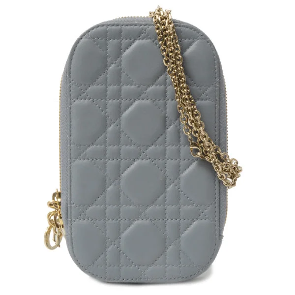 Christian Dior handbags for evening wear -Christian Dior Lady Dior Lambskin Cannage Phone Holder Bag