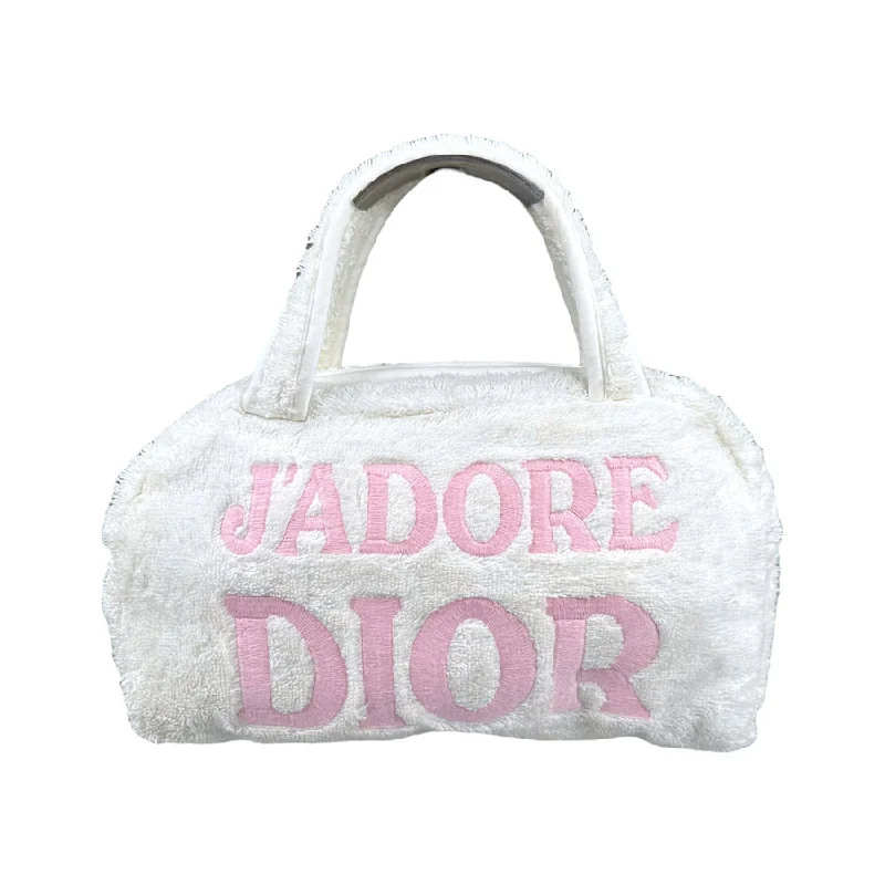 Christian Dior bags with embossed logo -DIOR 'JADORE' TOWEL BAG PINK WHITE ND93