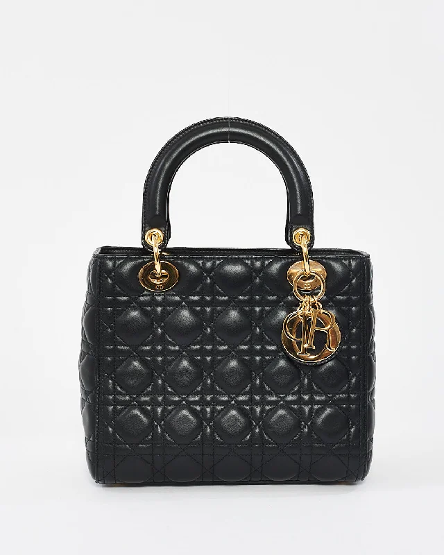 Christian Dior luxury bags with structured designs -Dior Black Cannage Leather Medium Lady Dior Bag