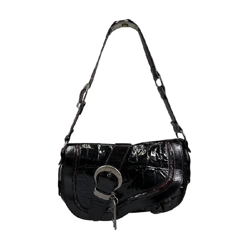 Christian Dior designer handbags with chic patterns -DIOR 2007 GUACHO PATENT LEATHER SHOULDER BAG