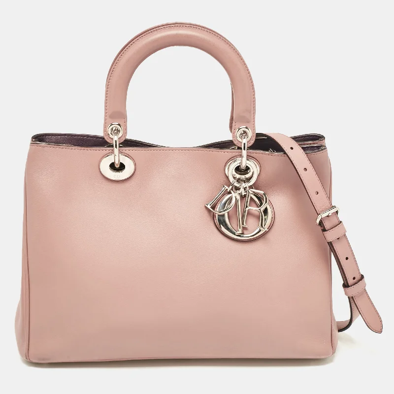 Christian Dior bags with intricate detailing -Dior Dusty Pink Leather Medium Diorissimo Shopper Tote