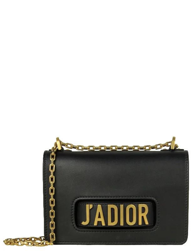 Christian Dior bags for modern elegance -Christian Dior Black Leather J'Adior Chain Flap Bag