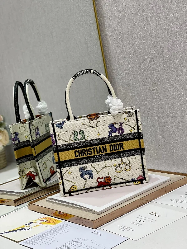 Christian Dior bags with chic patterns -Christian Dior Small Book Tote white