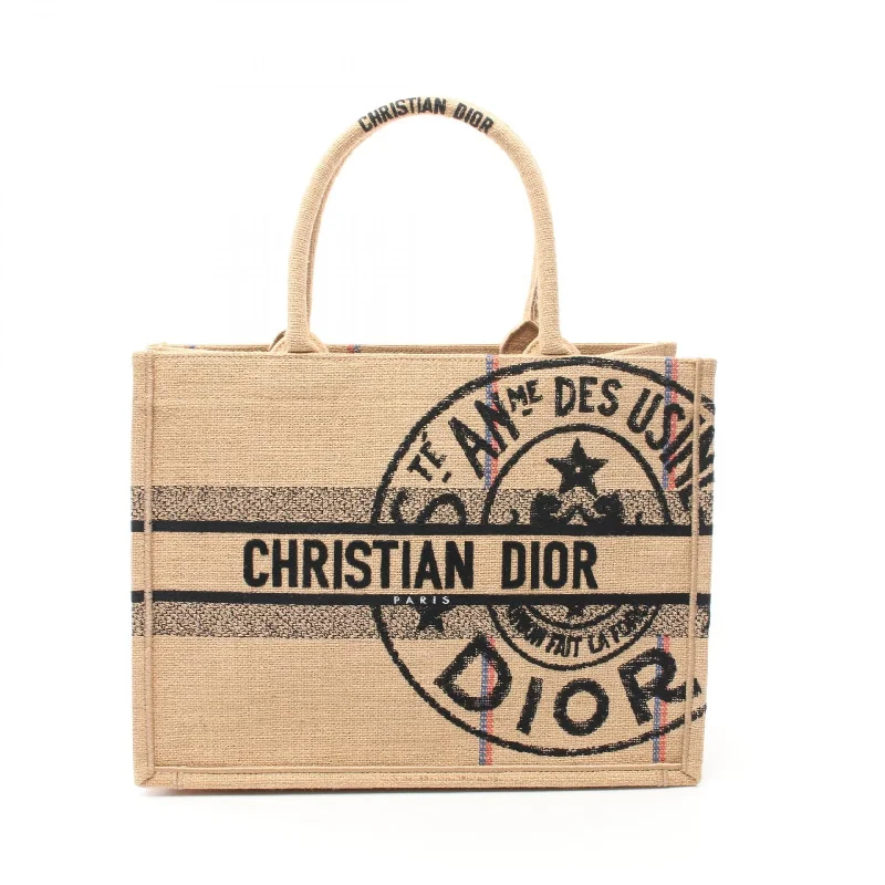 Christian Dior luxury handbags for refined taste -Dior Book Tote Jute Canvas Medium Bag