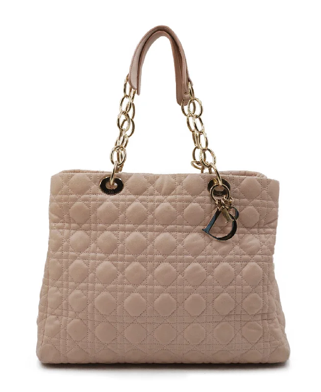 Christian Dior luxury bags with gold-tone details -Cannage Soft Lady Dior Shopping Tote Beige