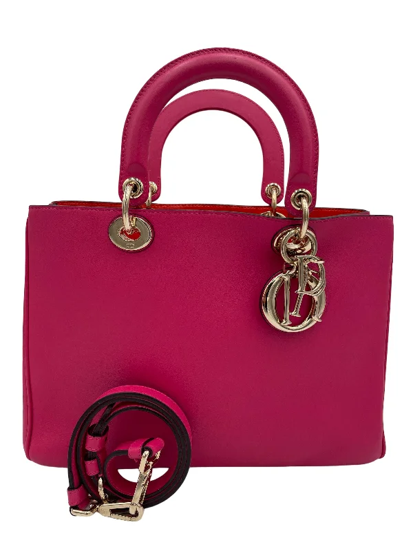 Christian Dior bags for exclusive fashionistas -DIOR PINK LEATHER DIORISSIMO MEDIUM TOTE