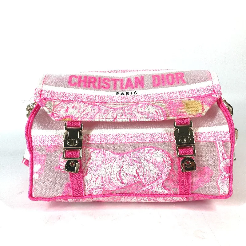 Christian Dior handbags with classic appeal -Dior Shoulder Bag canvas pink Toile de Jouy embroidered logo