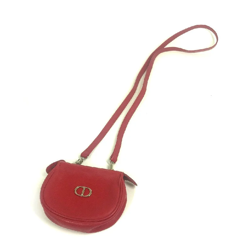 Christian Dior designer bags with timeless appeal -Christian Dior Shoulder Bag leather Red CDMetal Mini pochette Women Used Authentic