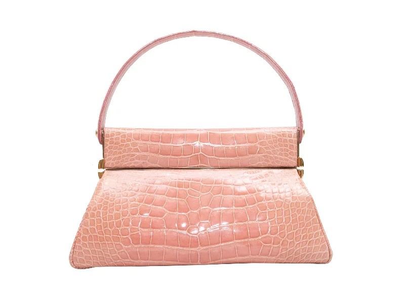 Christian Dior handbags with artistic patterns -Pink Christian Dior 2008 Niloticus Crocodile Babe Compact Mirror Bag