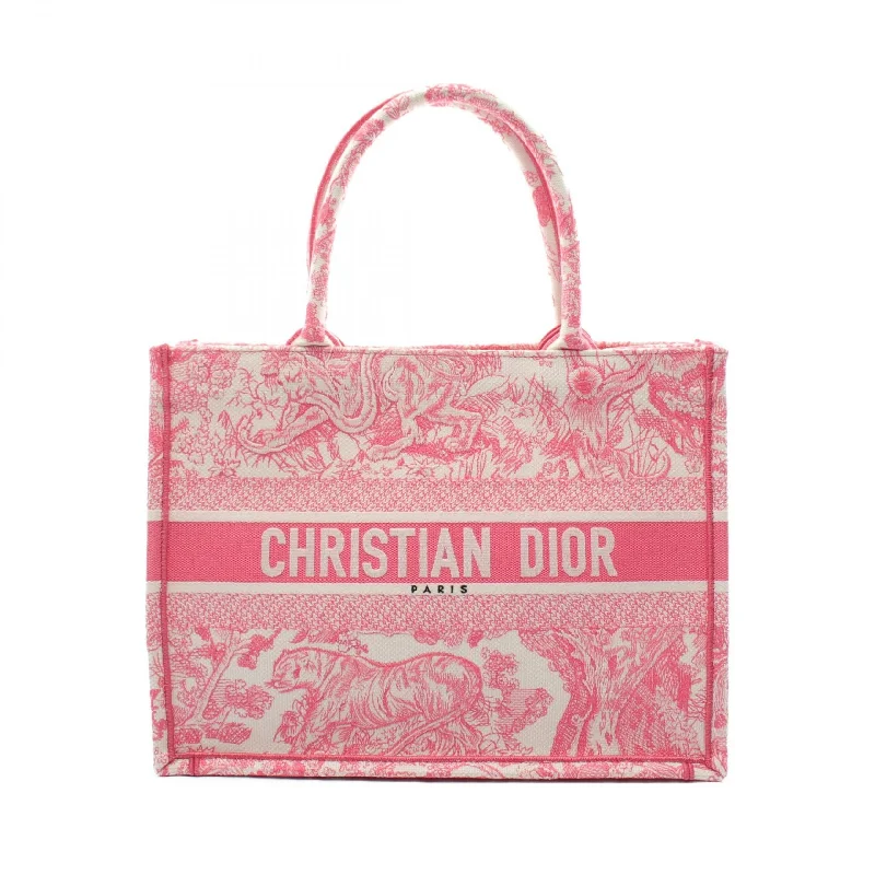 Christian Dior bags with luxury textures -Christian Dior Book Tote Canvas Bag Pink/White