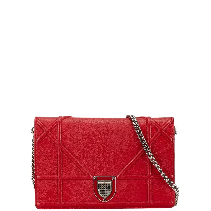 Christian Dior bags with refined finishes -Dior Diorama Red Leather Chain Shoulder Bag