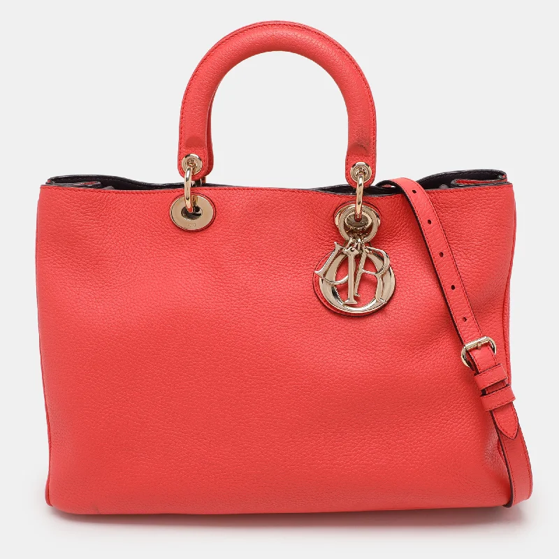 Christian Dior handbags for luxury wardrobes -Dior Coral Leather Large Diorissimo Shopper Tote