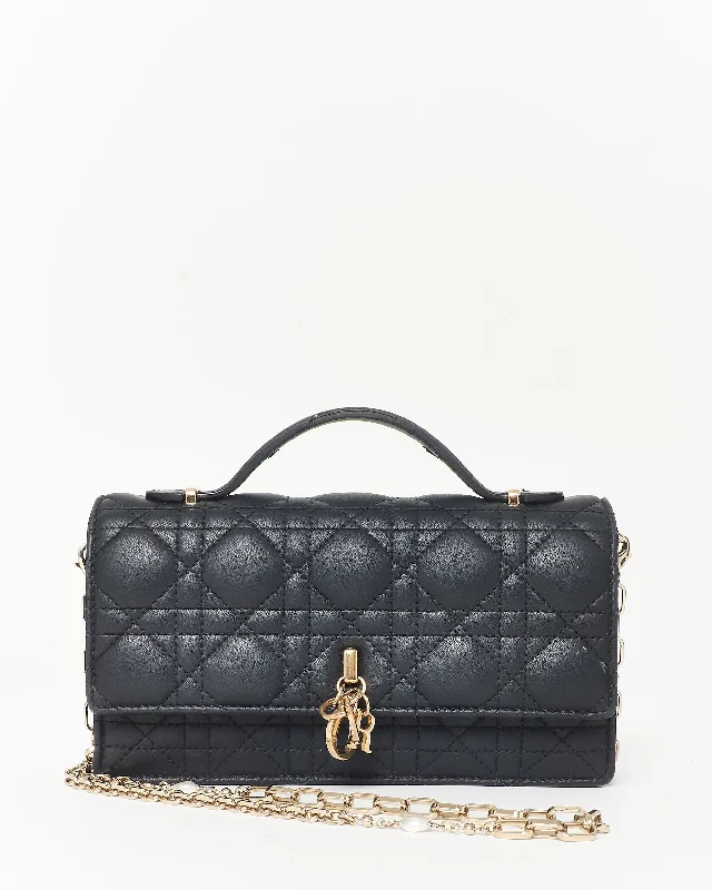 Christian Dior handbags with timeless beauty -Dior Black Lambskin Leather My Dior Cannage Top Handle Bag