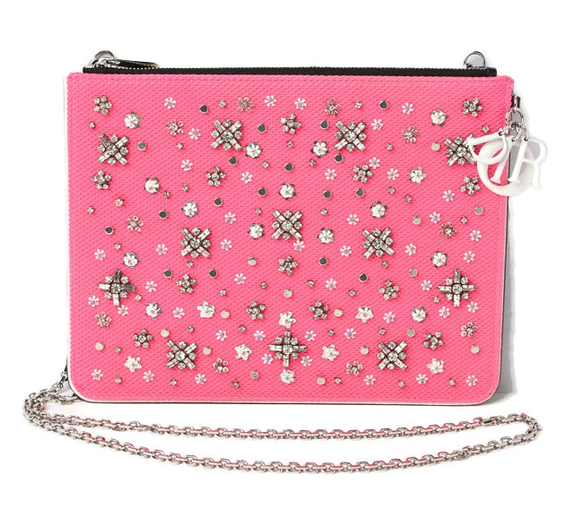 Christian Dior handbags for professional styling -Christian Dior Chain Shoulder Bag/Clutch Bag/Pouch, Pink/Black, Canvas/Lambskin