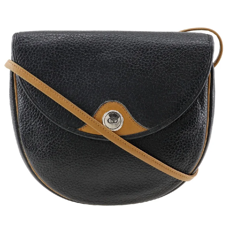 Christian Dior leather bags for sophisticated women -Dior CD Logo Vintage Shoulder Bag Black