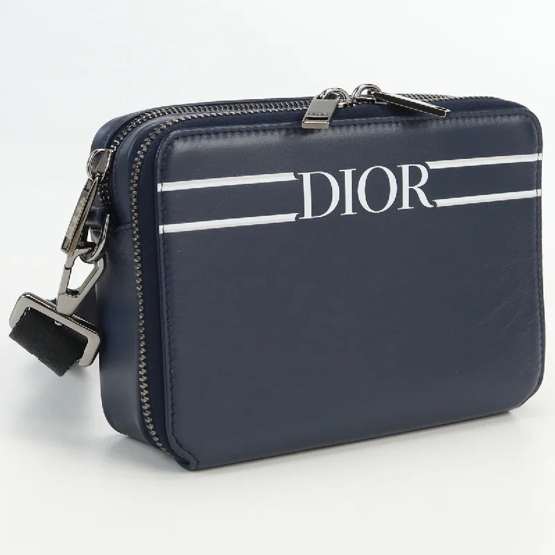 Christian Dior bags with detailed stitching -Christian Dior Logo Shoulder Bag Diagonal leather blue Women