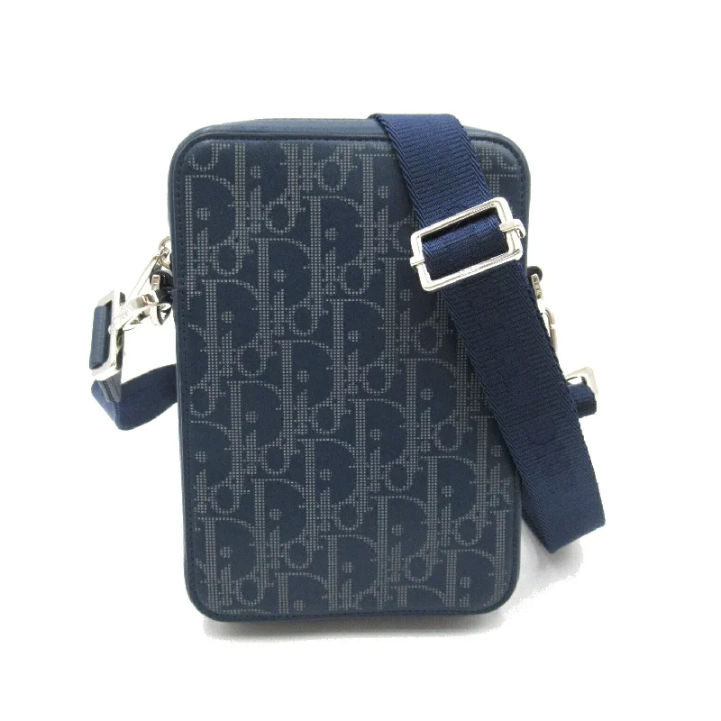 Christian Dior bags with iconic monogram -Dior Leather World Tour Shoulder Bag Navy