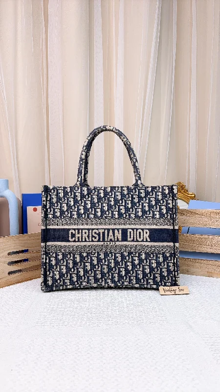 Christian Dior handbags with elegant leather -Dior Navy Oblique Medium Book Tote