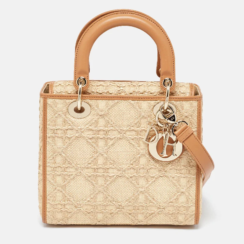 Christian Dior bags for luxury connoisseurs -Dior Beige Raffia And Leather Medium Lady Dior Tote