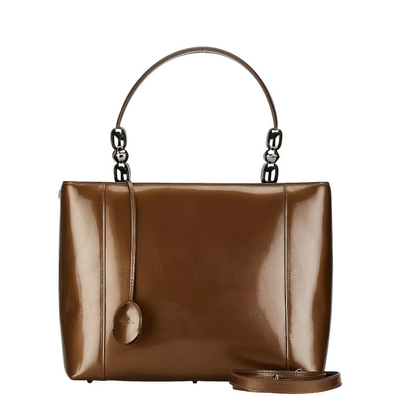 Christian Dior handbags with timeless beauty -Dior 2WAY Brown Enamel Handbag Shoulder Bag