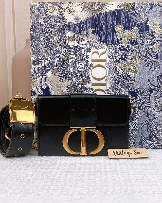 Christian Dior luxury handbags for women -Dior Black Calfskin 30 Montaigne Box Bag GHW