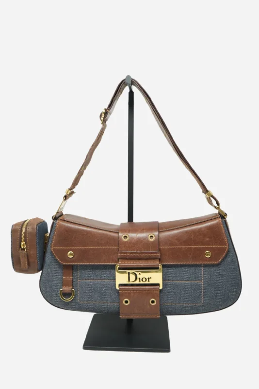 Christian Dior luxury bags with sleek finishes -Dior 2002 Denim Punk Shoulder Bag