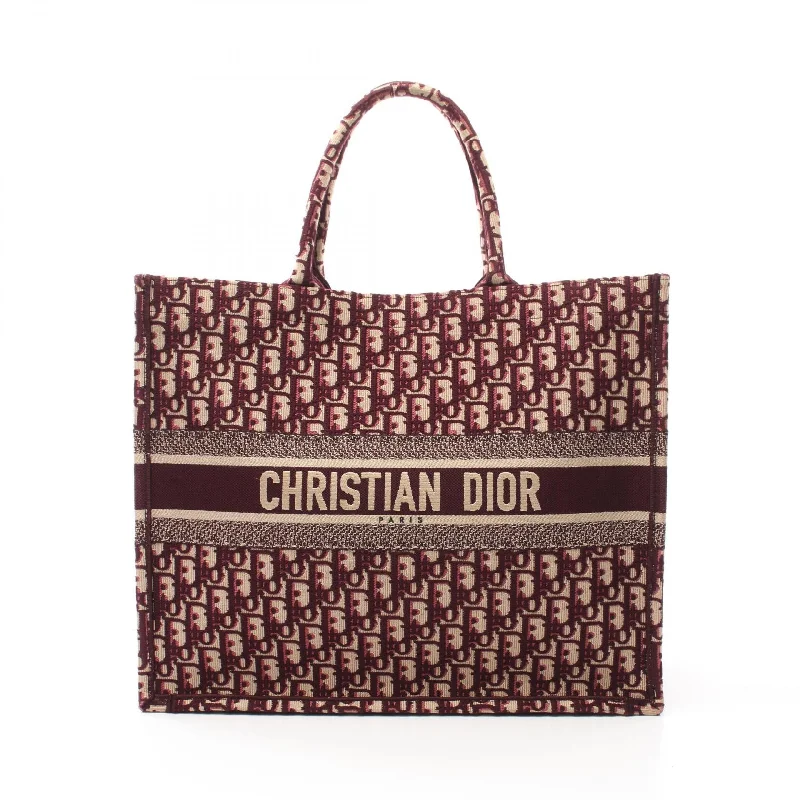 Christian Dior bags with sleek and smooth finishes -Dior Book Tote Large Oblique Canvas Bag