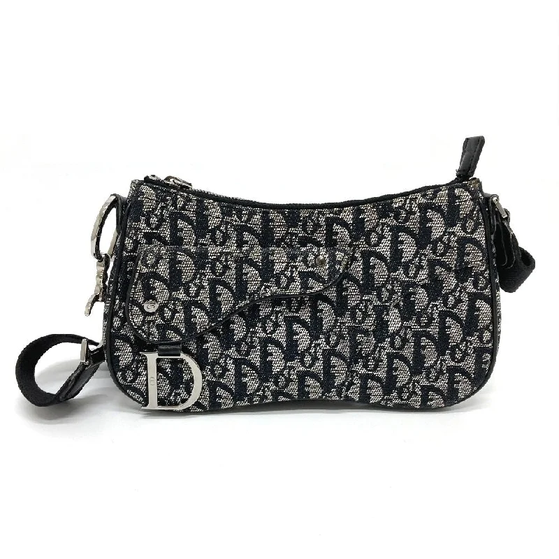 Christian Dior bags for glamorous evenings -Christian Dior Shoulder Bag canvas Gray x black Trotter Oblique Saddle bag