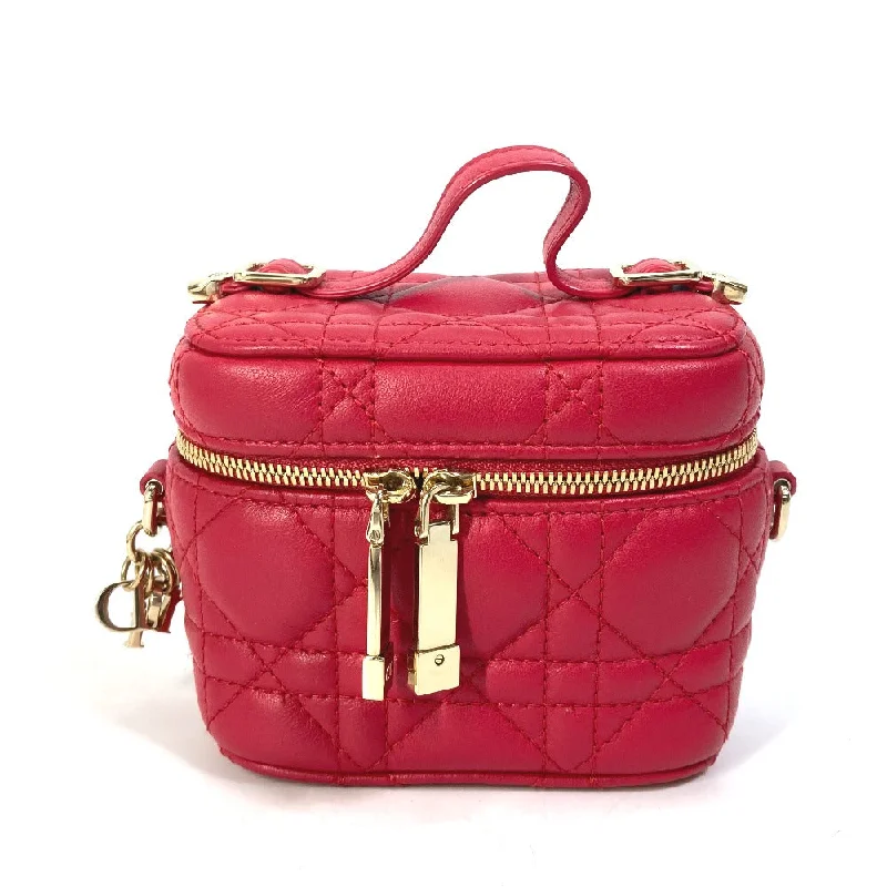 Christian Dior luxury bags with premium leather -Dior Vanity bag S0918ONMJ leather Red type Lady Dior LADY DIOR Microvanity Cannage