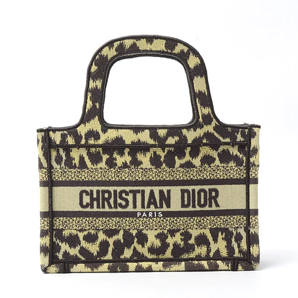 Christian Dior handbags with sophisticated stitching -Christian Dior Mini Book Tote Canvas Leopard