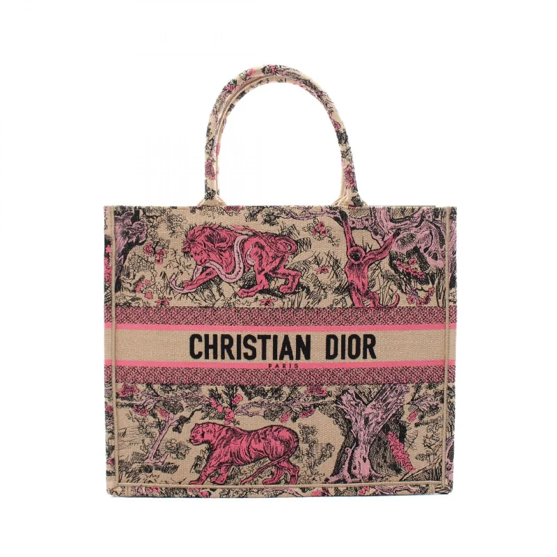 Christian Dior handbags with embossed designs -Dior Book Tote Canvas Raffia Bag Large