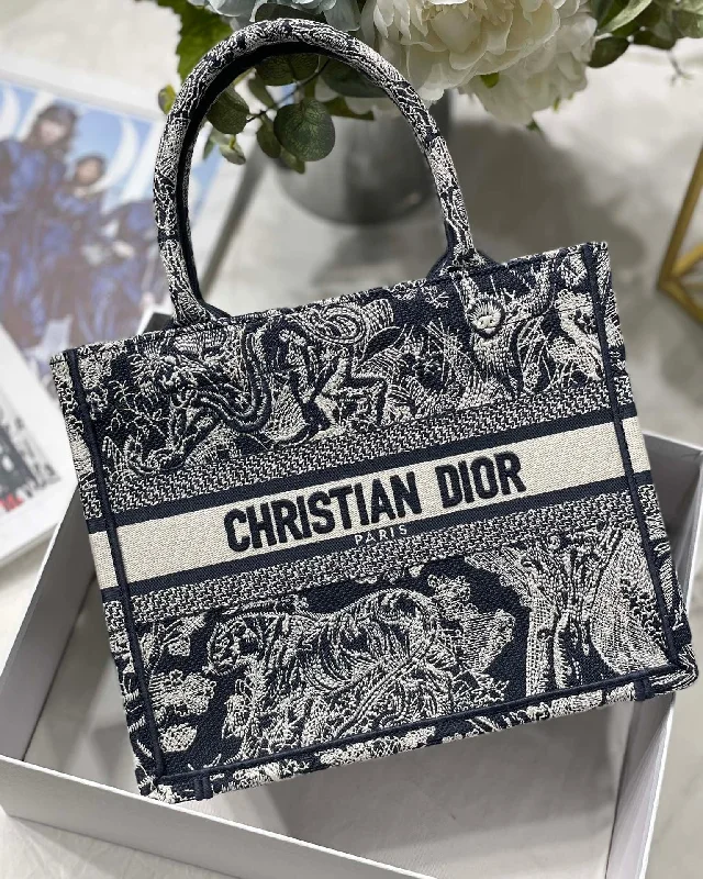 Christian Dior handbags with luxurious embroidery -Christian Dior Small Book Tote Blue For Women