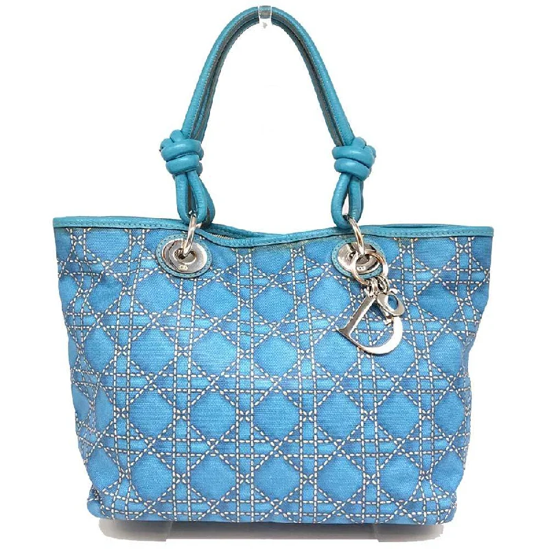 Christian Dior bags with polished leather -Dior Lady Dior Panarea Tote Bag Blue PVC Leather