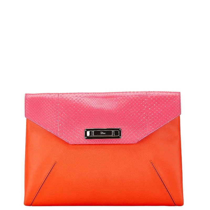 Christian Dior bags with elegant finishes -Dior Python Leather Clutch Bag