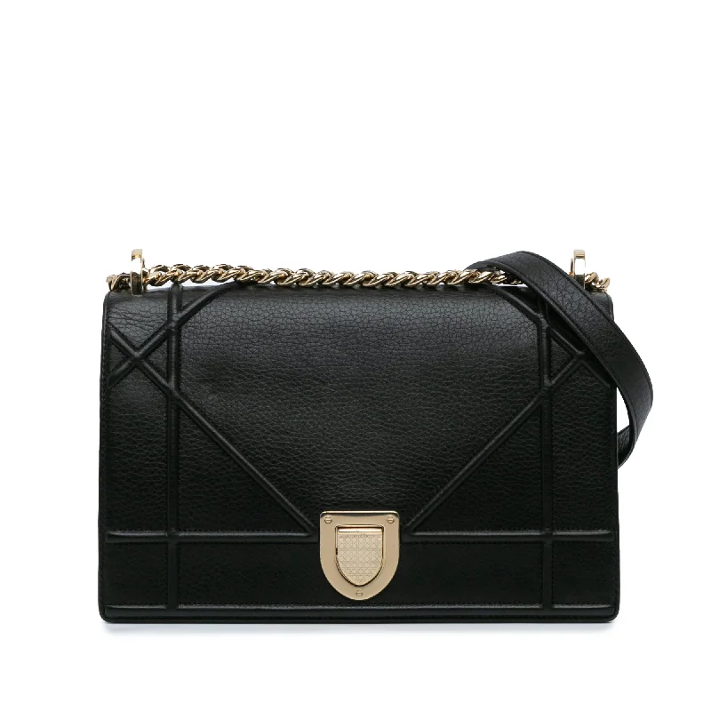 Christian Dior bags for glamorous evenings -Black Dior Medium Calfskin Diorama Flap Crossbody Bag