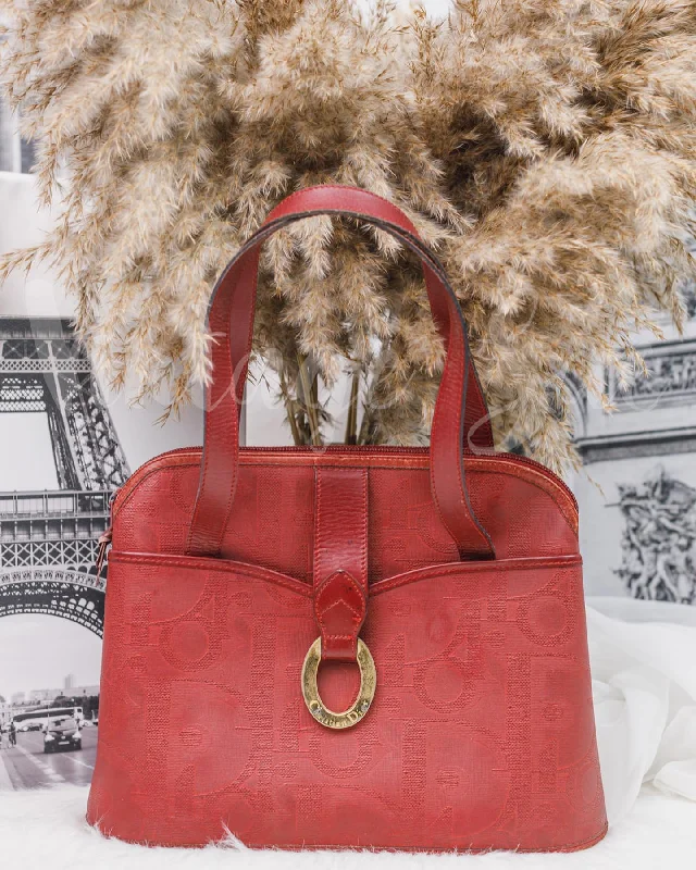 Christian Dior bags with luxurious textures -Dior Vintage Red Coated Canvas Tote