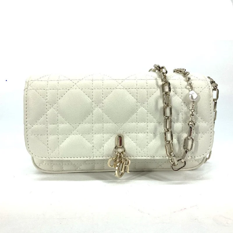 Christian Dior handbags with premium craftsmanship -Dior Shoulder Bag S0977ONMJ lambskin white Crossbody Chain Bag Lady Dior Phone Pouch Women Used Authentic