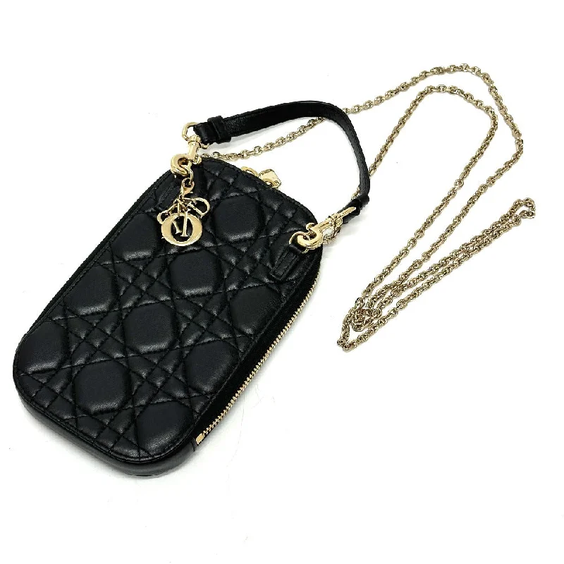 Christian Dior handbags with embossed designs -Christian Dior Shoulder Bag S0842ONMJ leather black Canage Phone case