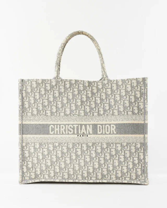 Christian Dior handbags with chic textures -Dior Grey Oblique Canvas Large Book Tote