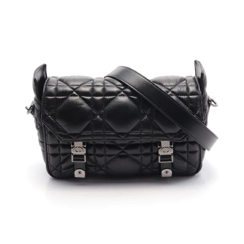 Christian Dior luxury bags with sleek finishes -Dior Leather Cannage Shoulder Bag Black