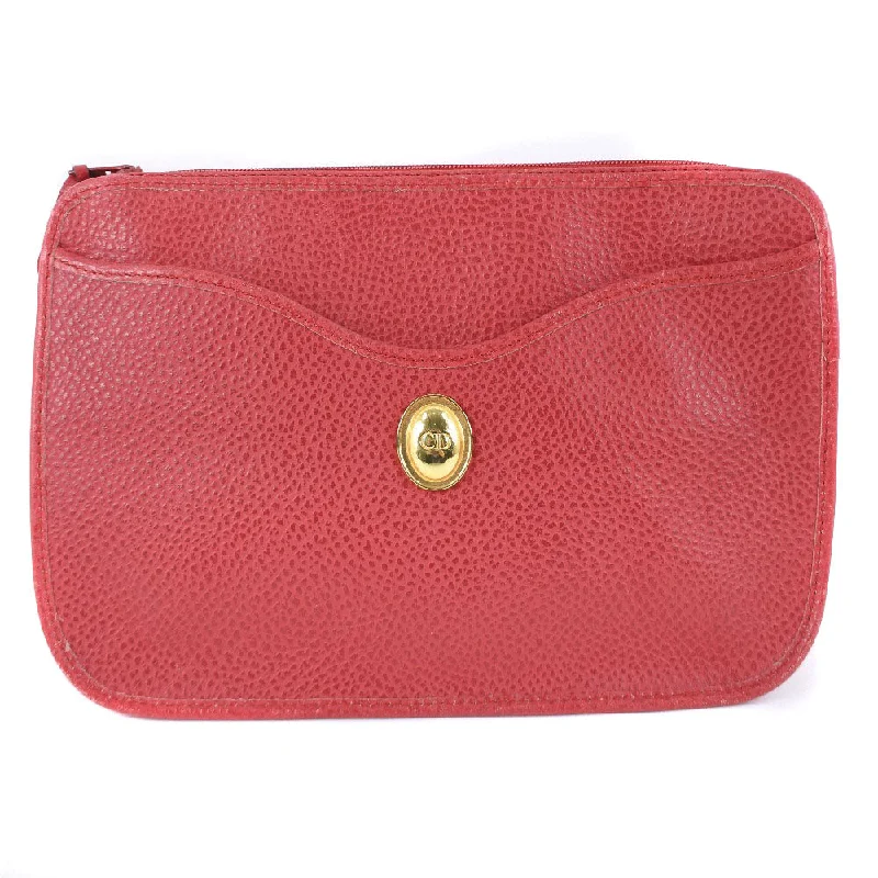 Christian Dior bags with polished leather -Dior Leather Clutch Bag Red