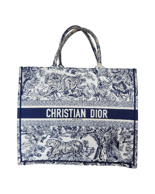 Christian Dior bags with bold textures -Dior Book Small Tote Bag in Navy Blue Canvas