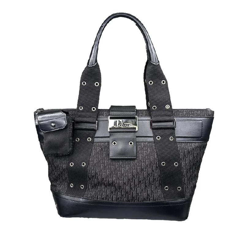 Christian Dior tote bags for women -DIOR 2006 BLACK CANVAS MONOGRAM LARGE TOTE BAG