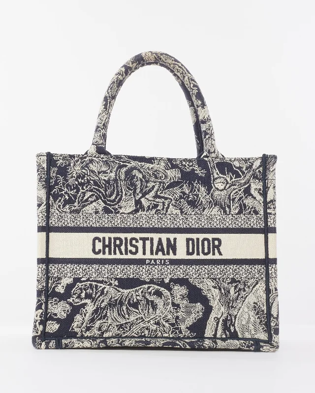 Christian Dior bags for everyday luxury -Dior Blue and White Toile de Jouy Reverse Embroidery Canvas Small Book Tote