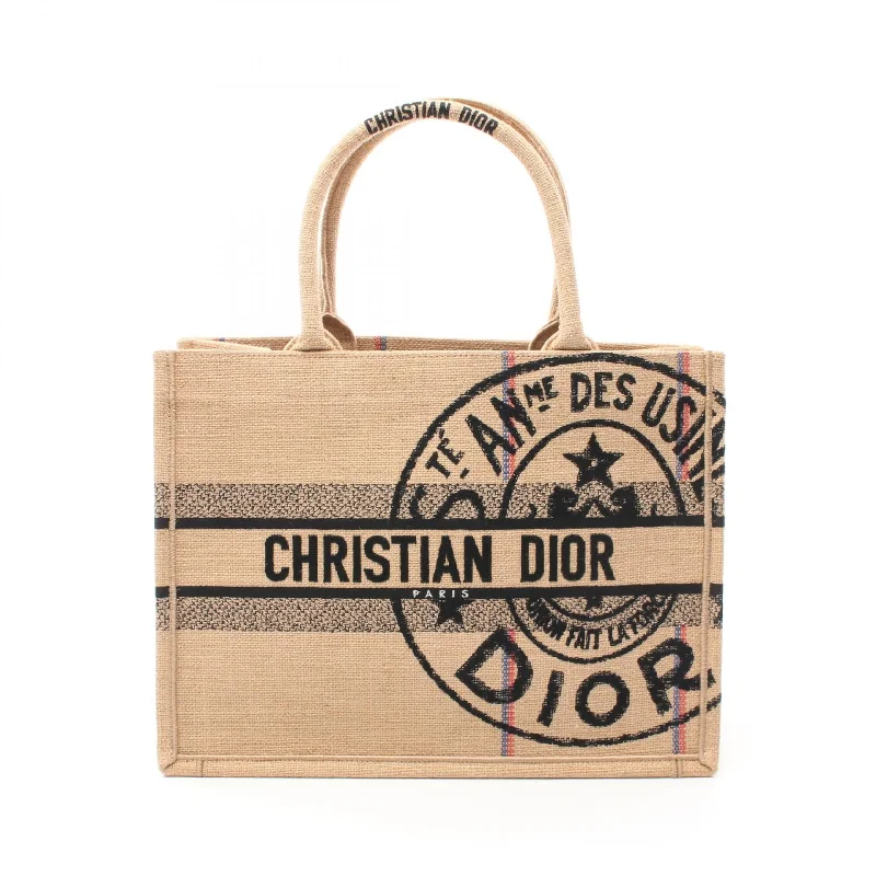 Christian Dior bags with fine craftsmanship -Dior Book Tote Medium Jute Canvas Bag